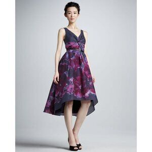 Lela Rose x Neiman Marcus silk blend floral high low dress size 6